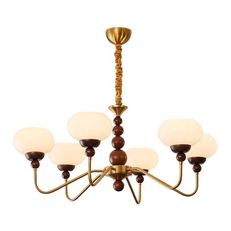 Bellini Modern Wood and Glass Chandelier for Dining Room and Living Room