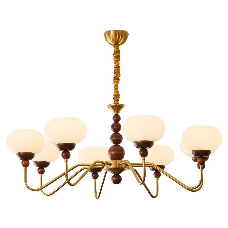 Bellini Modern Wood and Glass Chandelier for Dining Room and Living Room