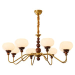 Bellini Modern Wood and Glass Chandelier for Dining Room and Living Room
