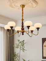 Bellini Modern Wood and Glass Chandelier for Dining Room and Living Room