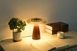 Belluno Sculptural Wooden Table Lamp with Glass Shade
