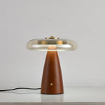 Belluno Sculptural Wooden Table Lamp with Glass Shade