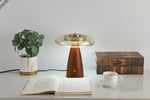 Belluno Sculptural Wooden Table Lamp with Glass Shade
