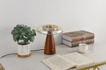 Belluno Sculptural Wooden Table Lamp with Glass Shade