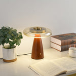Belluno Sculptural Wooden Table Lamp with Glass Shade