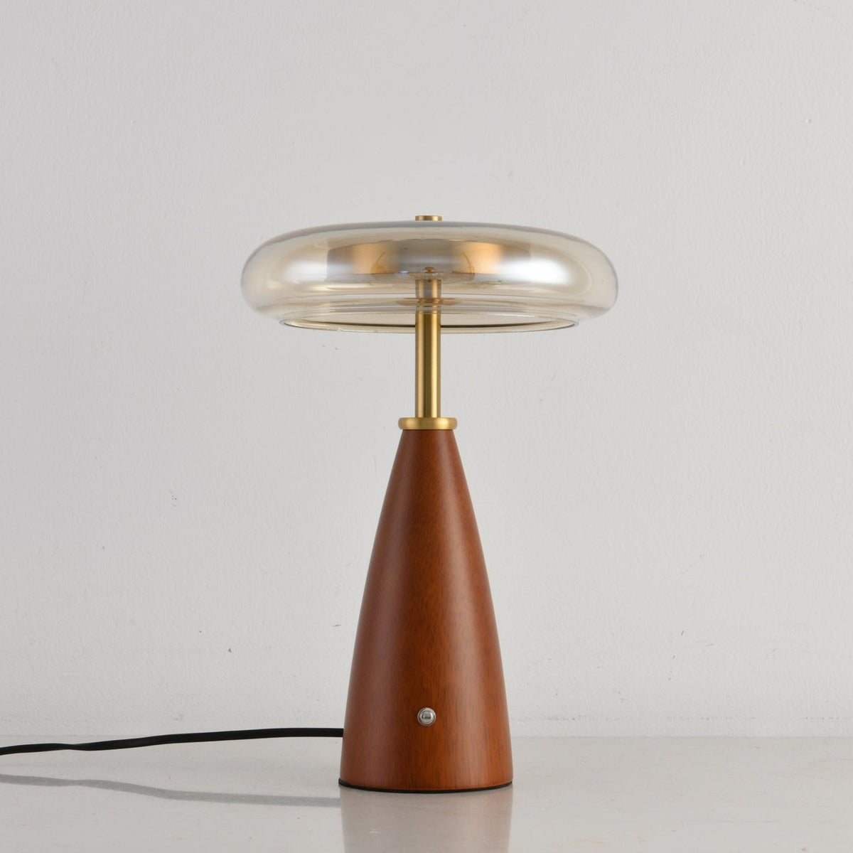 Belluno Sculptural Wooden Table Lamp with Glass Shade