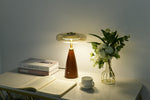 Belluno Sculptural Wooden Table Lamp with Glass Shade