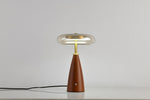 Belluno Sculptural Wooden Table Lamp with Glass Shade