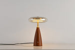 Belluno Sculptural Wooden Table Lamp with Glass Shade