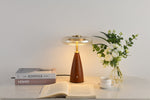 Belluno Sculptural Wooden Table Lamp with Glass Shade