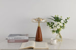 Belluno Sculptural Wooden Table Lamp with Glass Shade