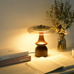 Belluno Sculptural Wooden Table Lamp with Glass Shade