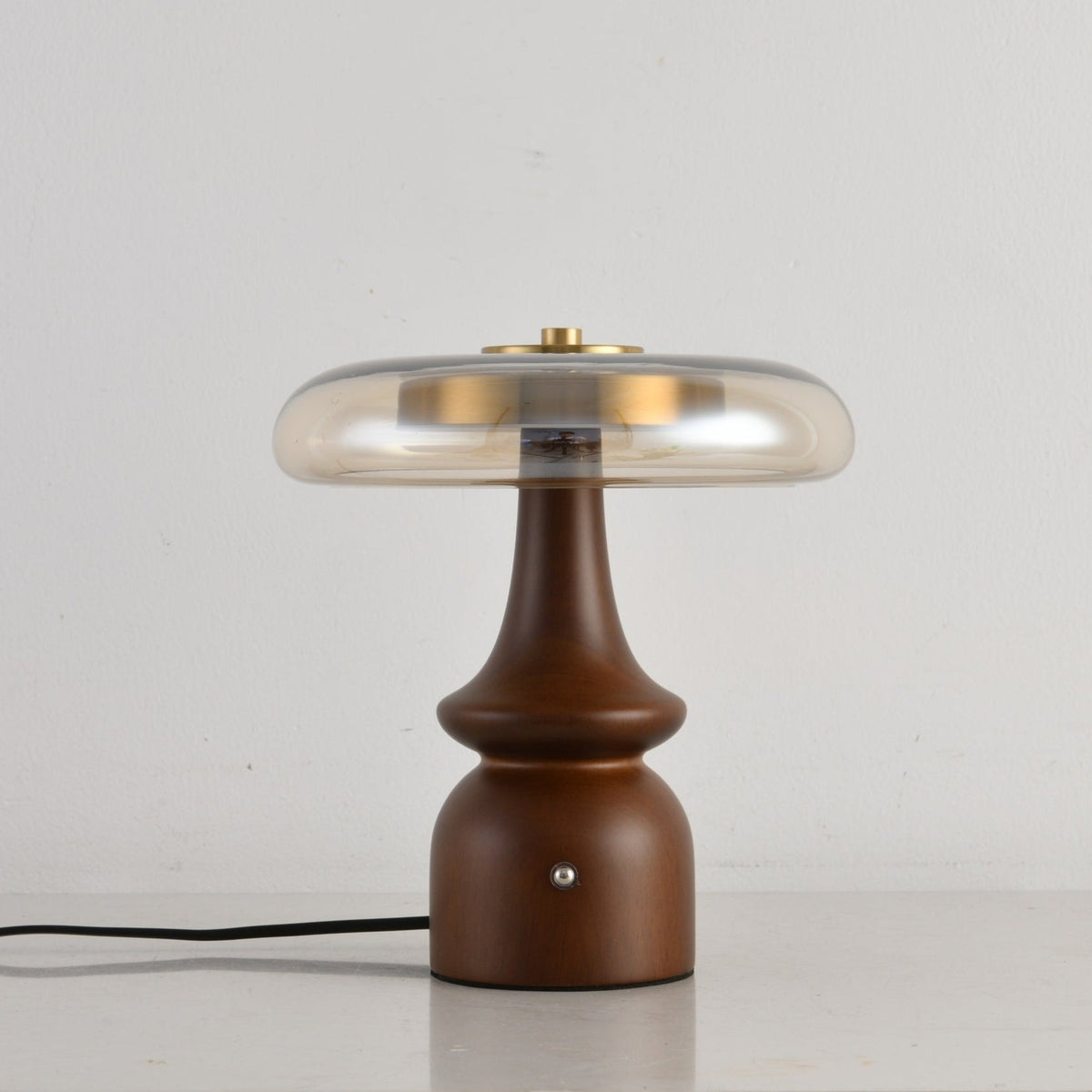 Belluno Sculptural Wooden Table Lamp with Glass Shade