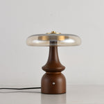 Belluno Sculptural Wooden Table Lamp with Glass Shade