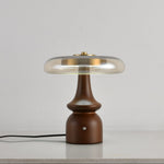 Belluno Sculptural Wooden Table Lamp with Glass Shade
