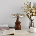 Belluno Sculptural Wooden Table Lamp with Glass Shade