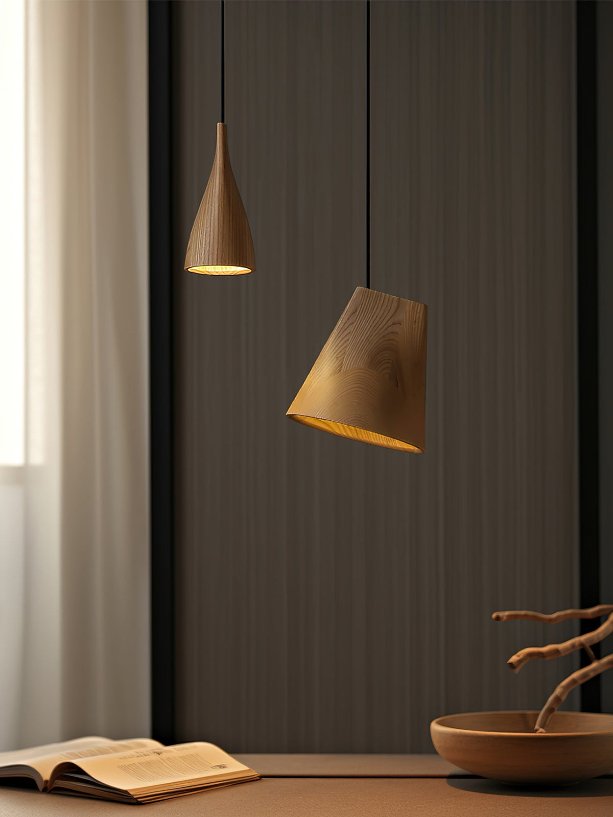 Bellwood Wood Pendant Light – Modern LED Hanging Lamp for Dining Room & Kitchen Island