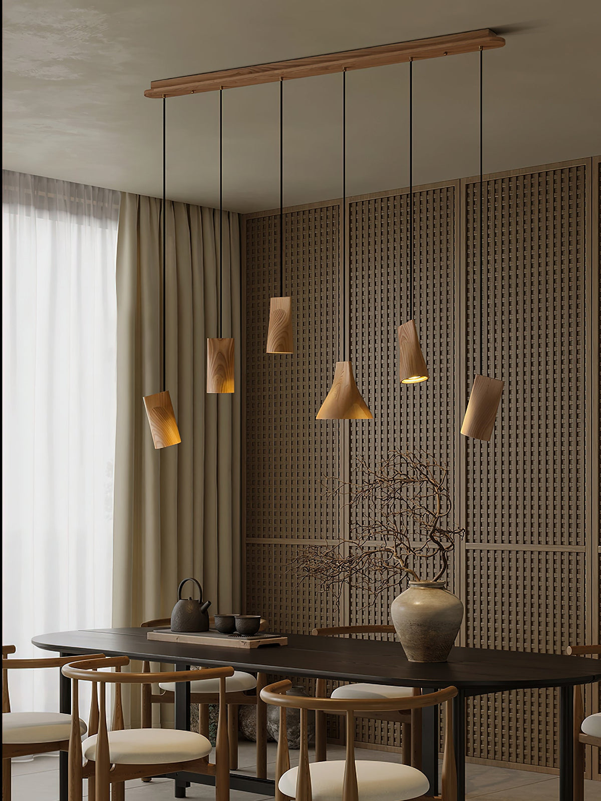 Bellwood Wood Pendant Light – Modern LED Hanging Lamp for Dining Room & Kitchen Island