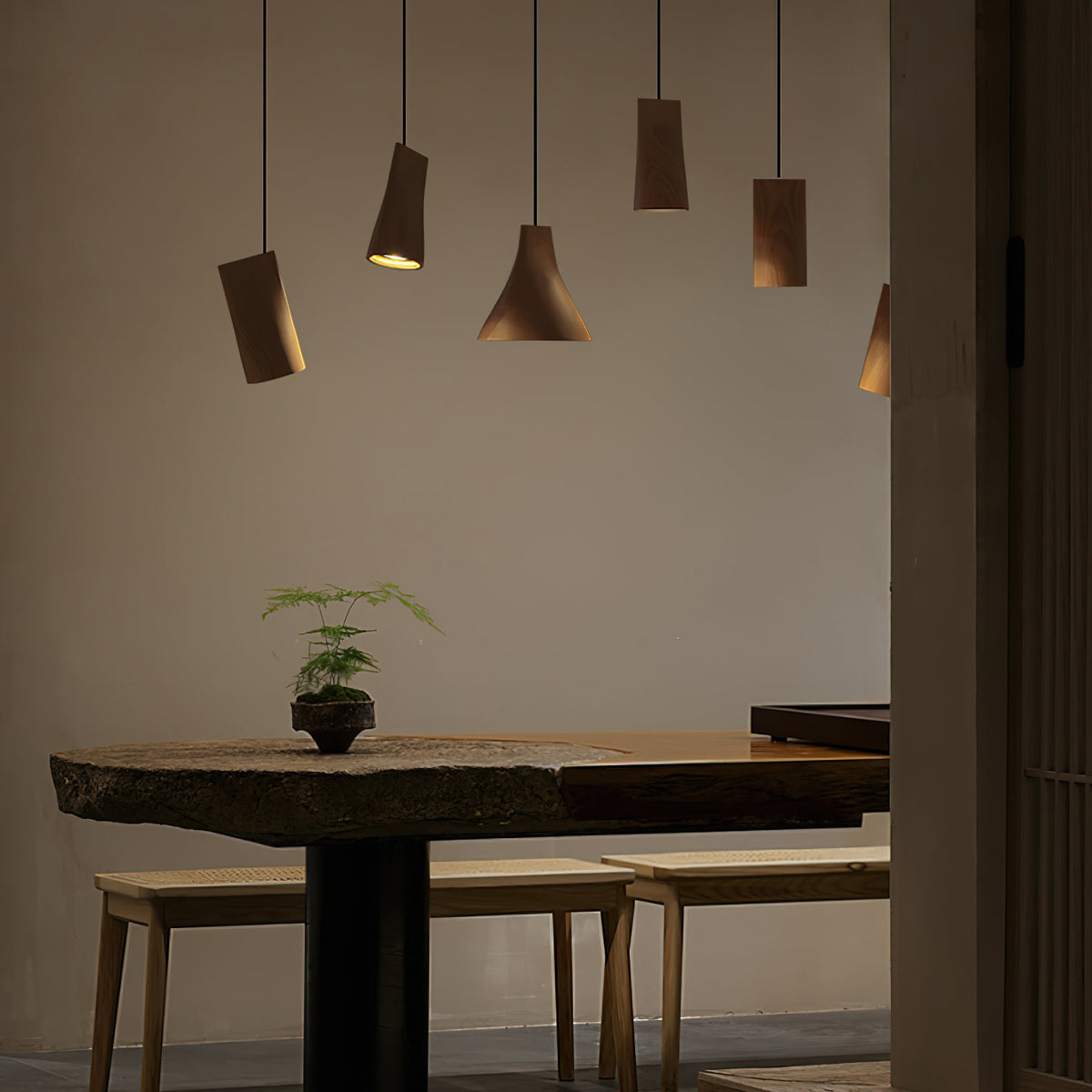 Bellwood Wood Pendant Light – Modern LED Hanging Lamp for Dining Room & Kitchen Island