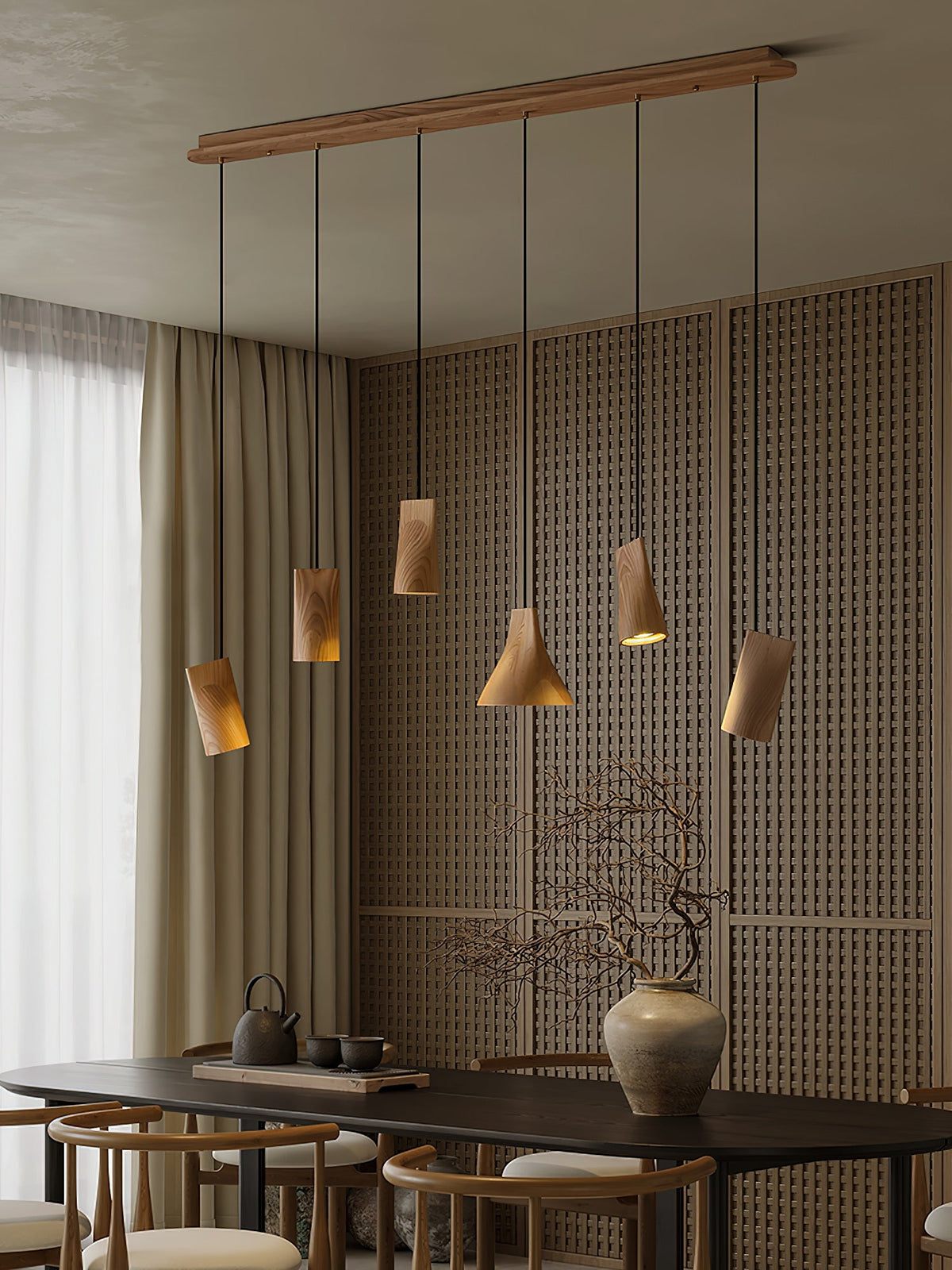 Bellwood Wood Pendant Light – Modern LED Hanging Lamp for Dining Room & Kitchen Island
