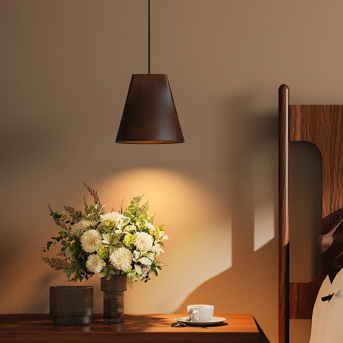 Bellwood Wood Pendant Light – Modern LED Hanging Lamp for Dining Room & Kitchen Island