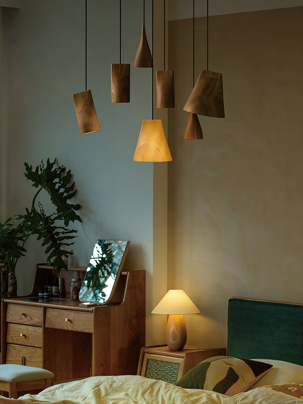 Bellwood Wood Pendant Light – Modern LED Hanging Lamp for Dining Room & Kitchen Island