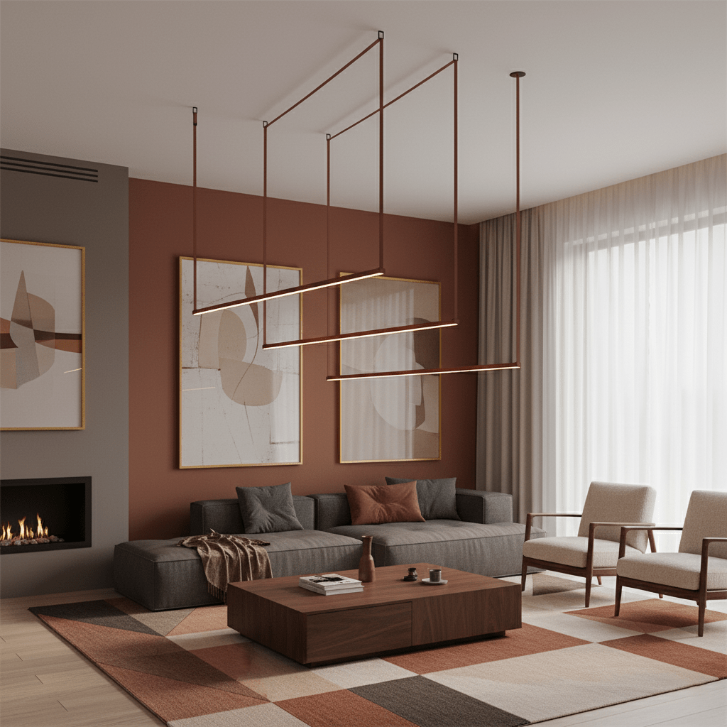 Belto Linear LED Pendant Light – Canvas Strap Suspension, Modern Minimalist