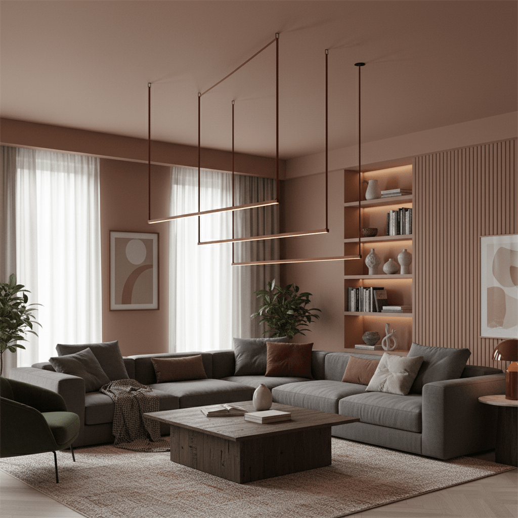 Belto Linear LED Pendant Light – Canvas Strap Suspension, Modern Minimalist