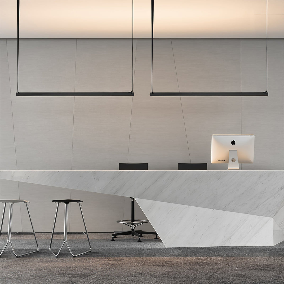 Belto Linear LED Pendant Light – Canvas Strap Suspension, Modern Minimalist