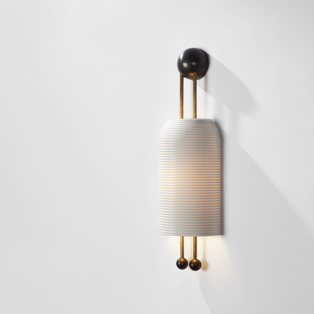 Benjamin Wall Light in Opal Glass and Gold – Modern Wall Sconce