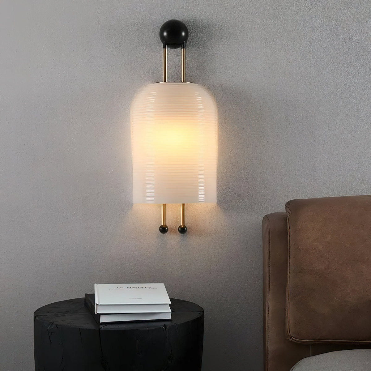 Benjamin Wall Light in Opal Glass and Gold – Modern Wall Sconce