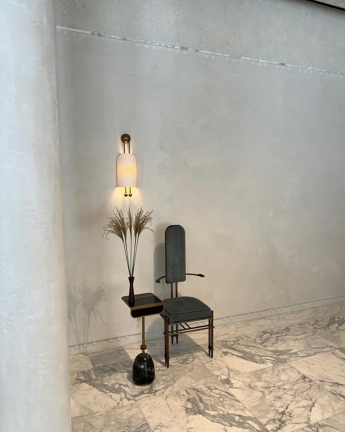 Benjamin Wall Light in Opal Glass and Gold – Modern Wall Sconce