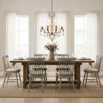 Bessie Eight-Light Vintage Wood and Metal Chandelier for Dining and Living Spaces