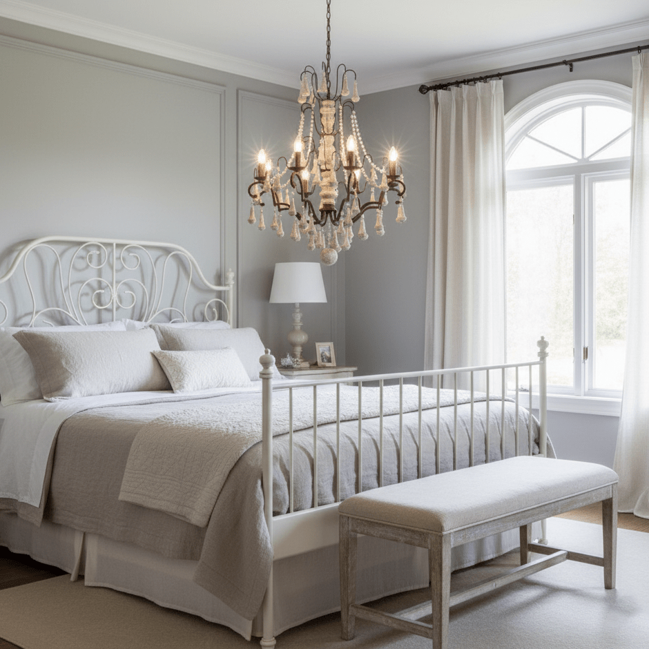 Bessie Eight-Light Vintage Wood and Metal Chandelier for Dining and Living Spaces