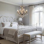 Bessie Eight-Light Vintage Wood and Metal Chandelier for Dining and Living Spaces