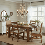 Bessie Eight-Light Vintage Wood and Metal Chandelier for Dining and Living Spaces