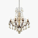 Bessie Eight-Light Vintage Wood and Metal Chandelier for Dining and Living Spaces