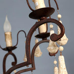 Bessie Eight-Light Vintage Wood and Metal Chandelier for Dining and Living Spaces