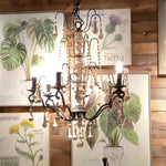 Bessie Eight-Light Vintage Wood and Metal Chandelier for Dining and Living Spaces