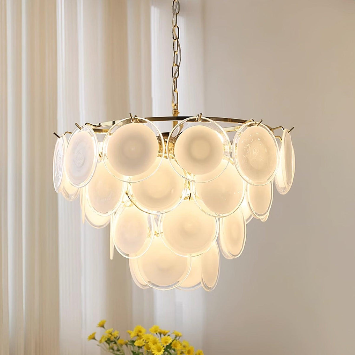 Bettina Glass Chandelier – Modern Murano-Style Pendant for Dining Room and Living Room