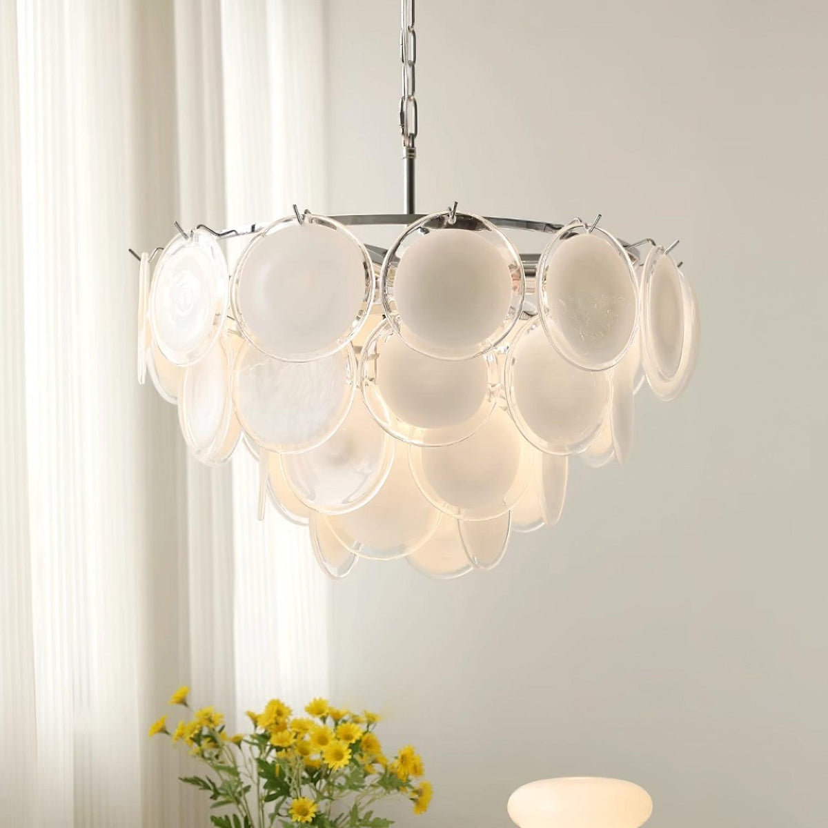 Bettina Glass Chandelier – Modern Murano-Style Pendant for Dining Room and Living Room