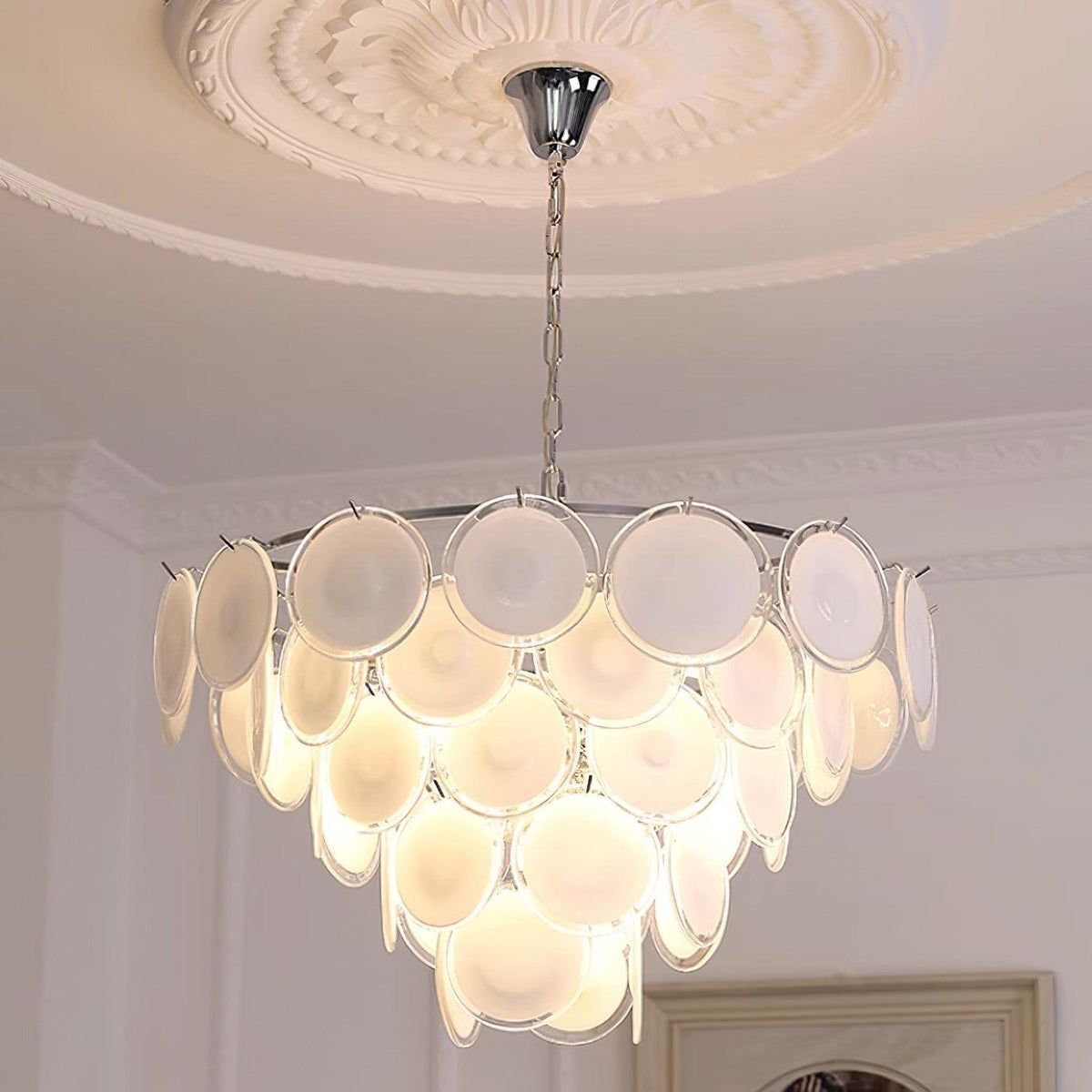 Bettina Glass Chandelier – Modern Murano-Style Pendant for Dining Room and Living Room