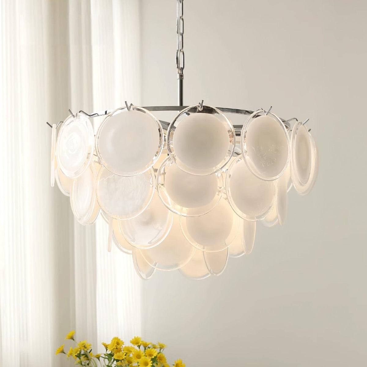 Bettina Glass Chandelier – Modern Murano-Style Pendant for Dining Room and Living Room
