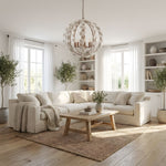 Bianca Floral Orb Chandelier – Ceramic Flower Pendant Light for Elegant Interiors