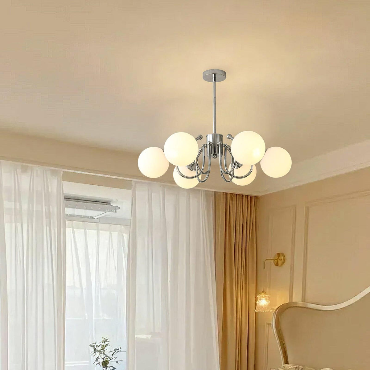 Bianca Chandelier – Modern Chrome & Glass Pendant Light for Dining Room