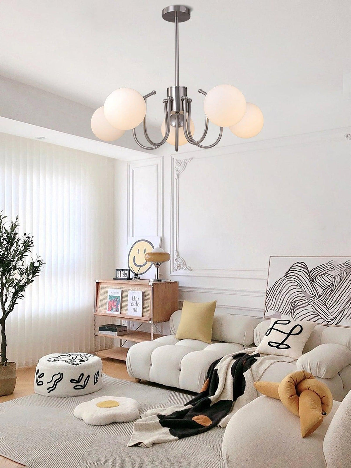 Bianca Chandelier – Modern Chrome & Glass Pendant Light for Dining Room
