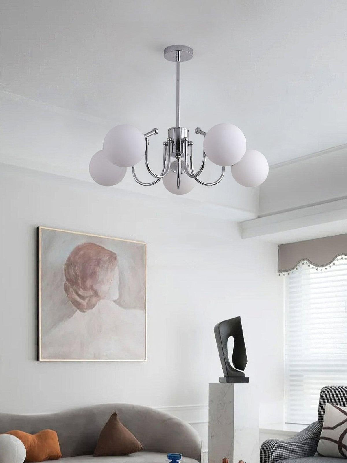 Bianca Chandelier – Modern Chrome & Glass Pendant Light for Dining Room