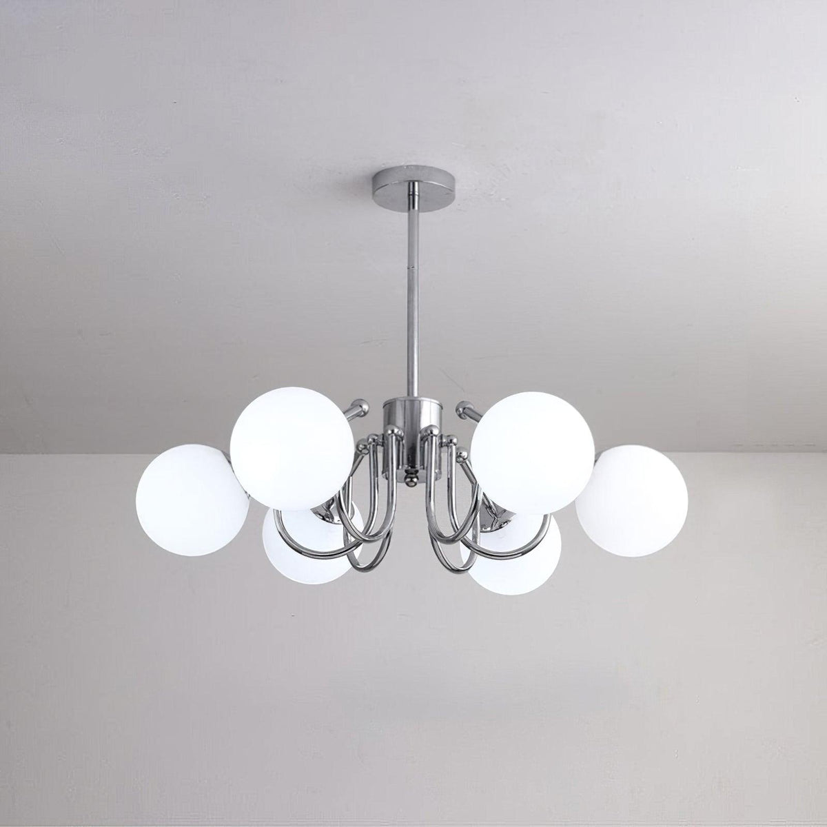 Bianca Chandelier – Modern Chrome & Glass Pendant Light for Dining Room