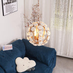 Bianca Floral Orb Chandelier – Ceramic Flower Pendant Light for Elegant Interiors