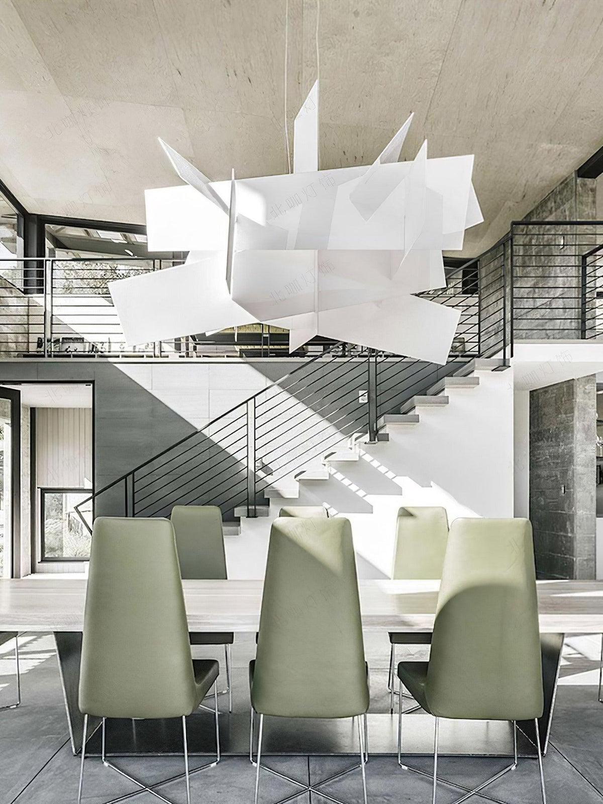 Big Bang Sculptural Pendant Light in White Metal and Acrylic